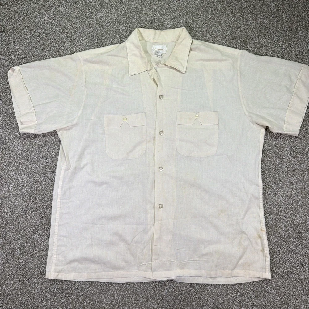 60s Loop Collar Anthony Dacron Button Up XL Shirt sleeve Mod Fashion